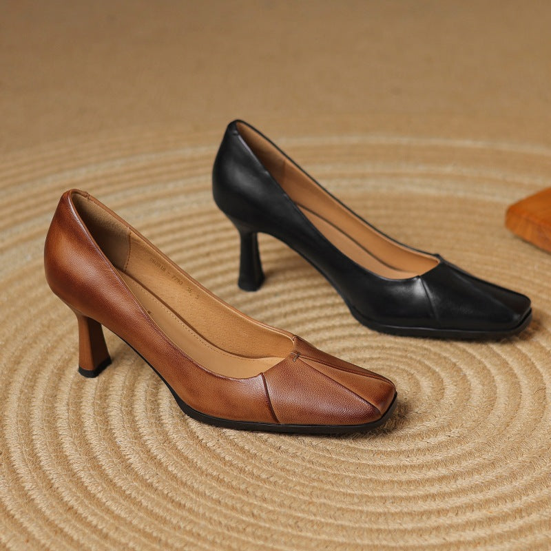 Marisol | Zapatos de salón de piel con puntera cuadrada