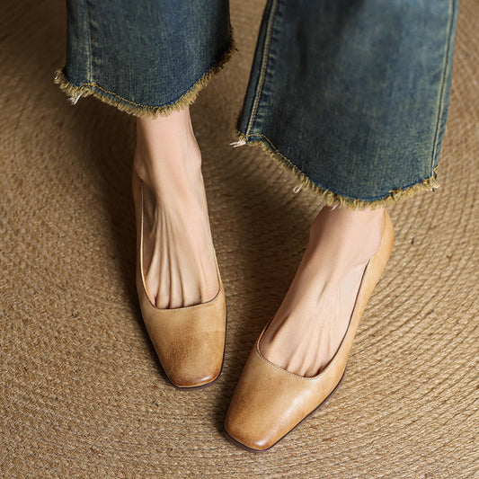 Elviera | Zapatos de salón cuadrados de cuero