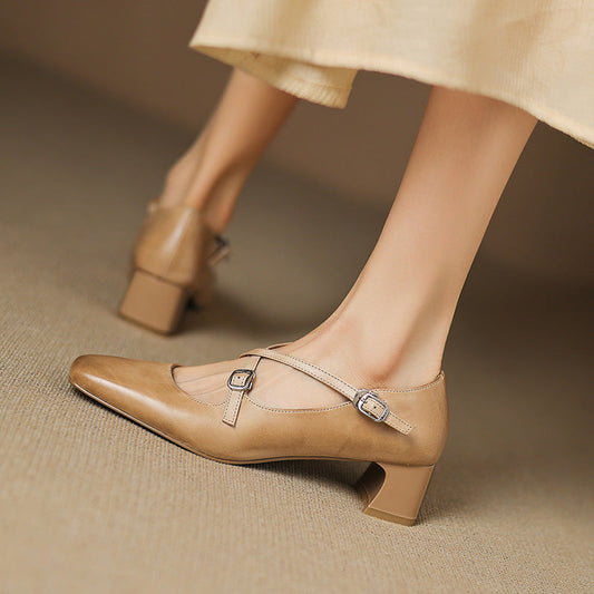 Marvane | Zapatos de tacón bajo de piel