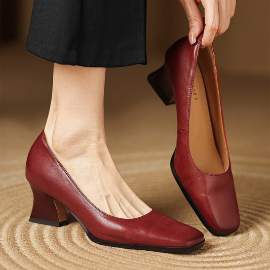 Oriel | Zapatos de salón cuadrados de cuero