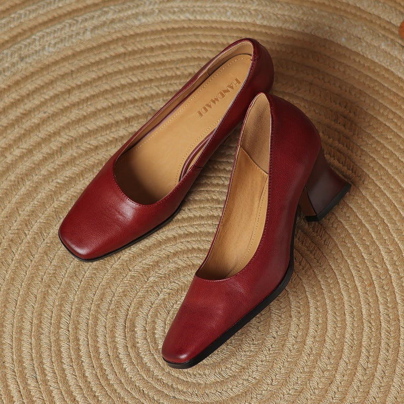 Oriel | Zapatos de salón cuadrados de cuero