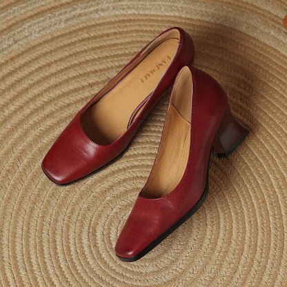 Oriel | Zapatos de salón cuadrados de cuero