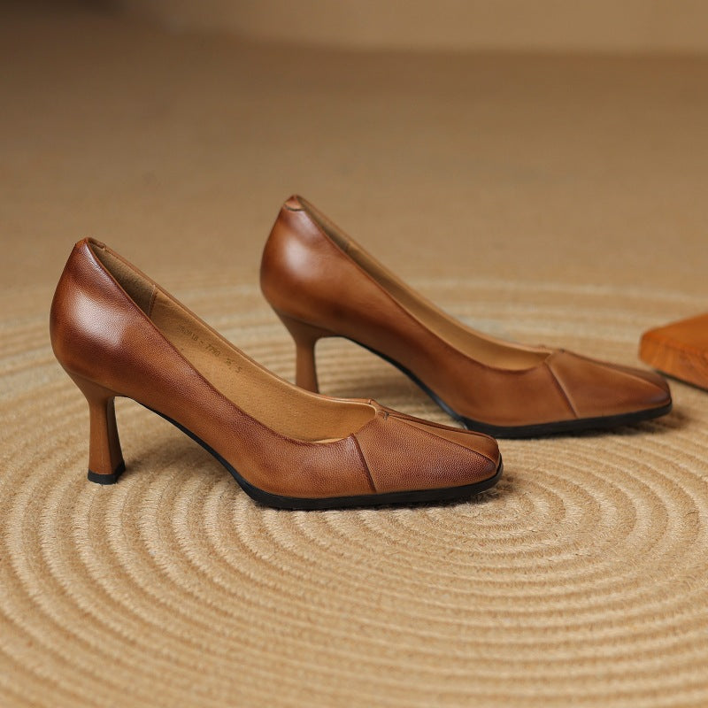 Marisol | Zapatos de salón de piel con puntera cuadrada