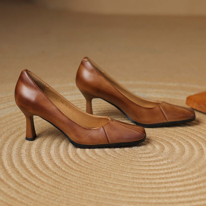 Marisol | Zapatos de salón de piel con puntera cuadrada