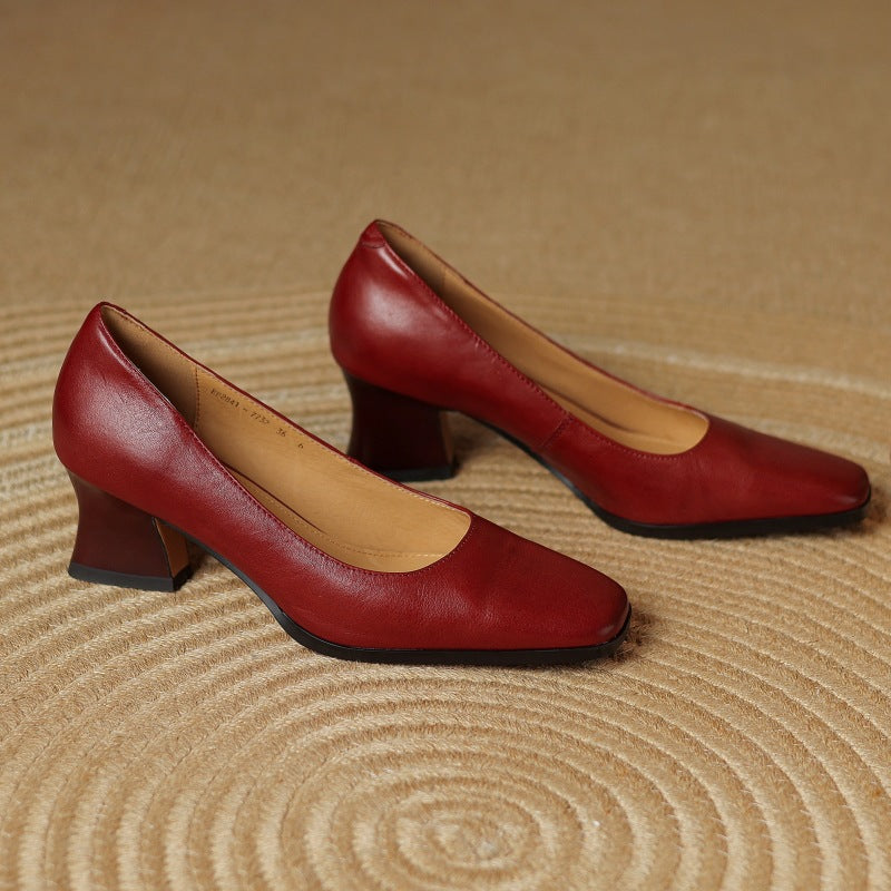 Oriel | Zapatos de salón cuadrados de cuero