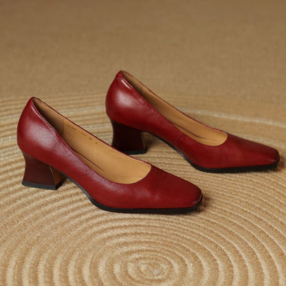 Oriel | Zapatos de salón cuadrados de cuero