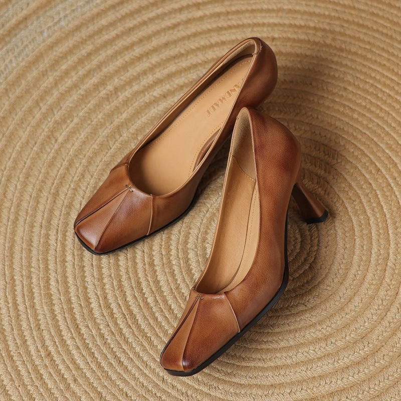 Marisol | Zapatos de salón de piel con puntera cuadrada