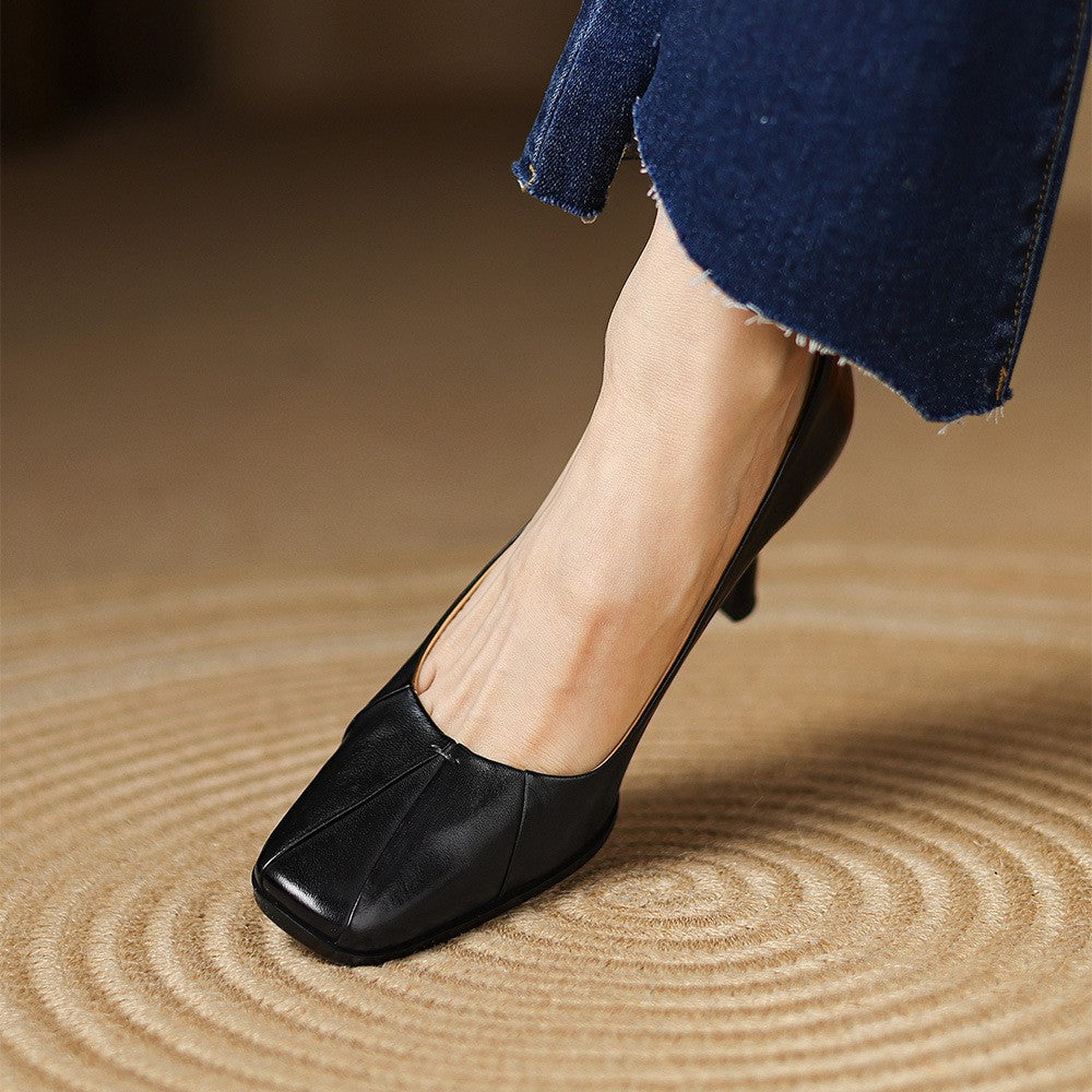 Marisol | Zapatos de salón de piel con puntera cuadrada