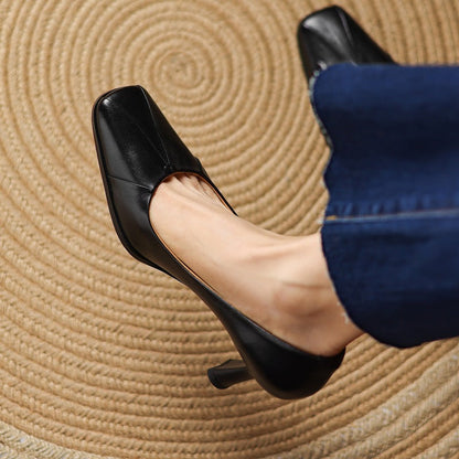 Marisol | Zapatos de salón de piel con puntera cuadrada