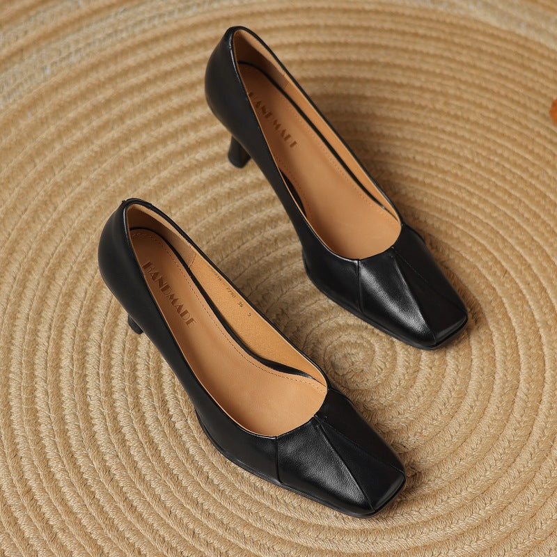 Marisol | Zapatos de salón de piel con puntera cuadrada