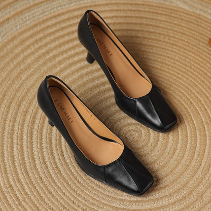 Marisol | Zapatos de salón de piel con puntera cuadrada