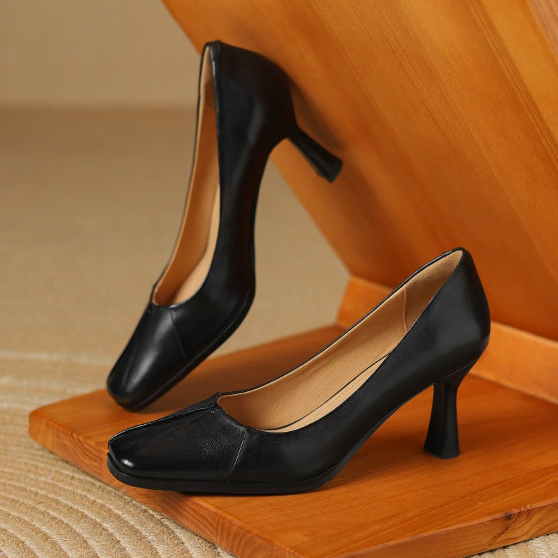Marisol | Zapatos de salón de piel con puntera cuadrada