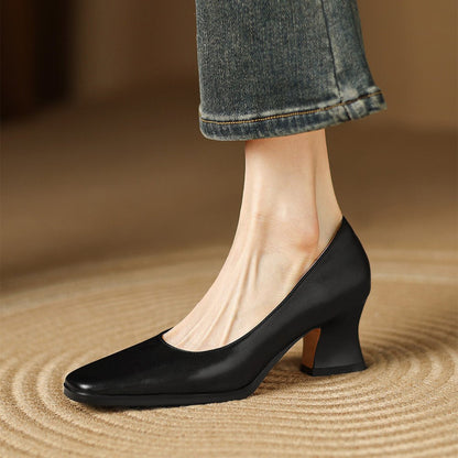 Oriel | Zapatos de salón cuadrados de cuero