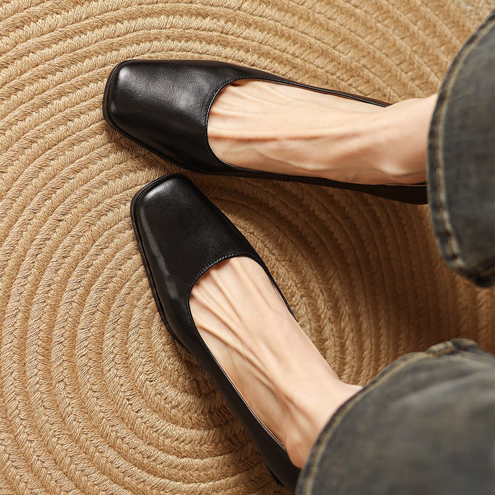 Oriel | Zapatos de salón cuadrados de cuero