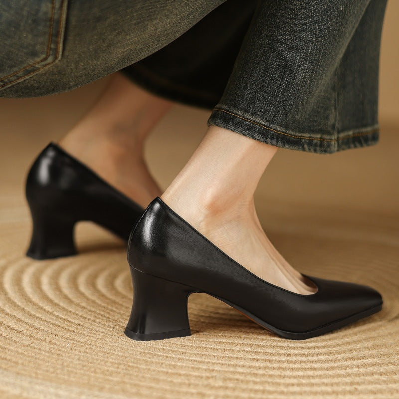 Oriel | Zapatos de salón cuadrados de cuero