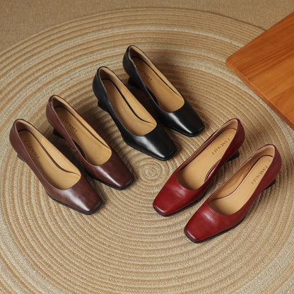 Oriel | Zapatos de salón cuadrados de cuero