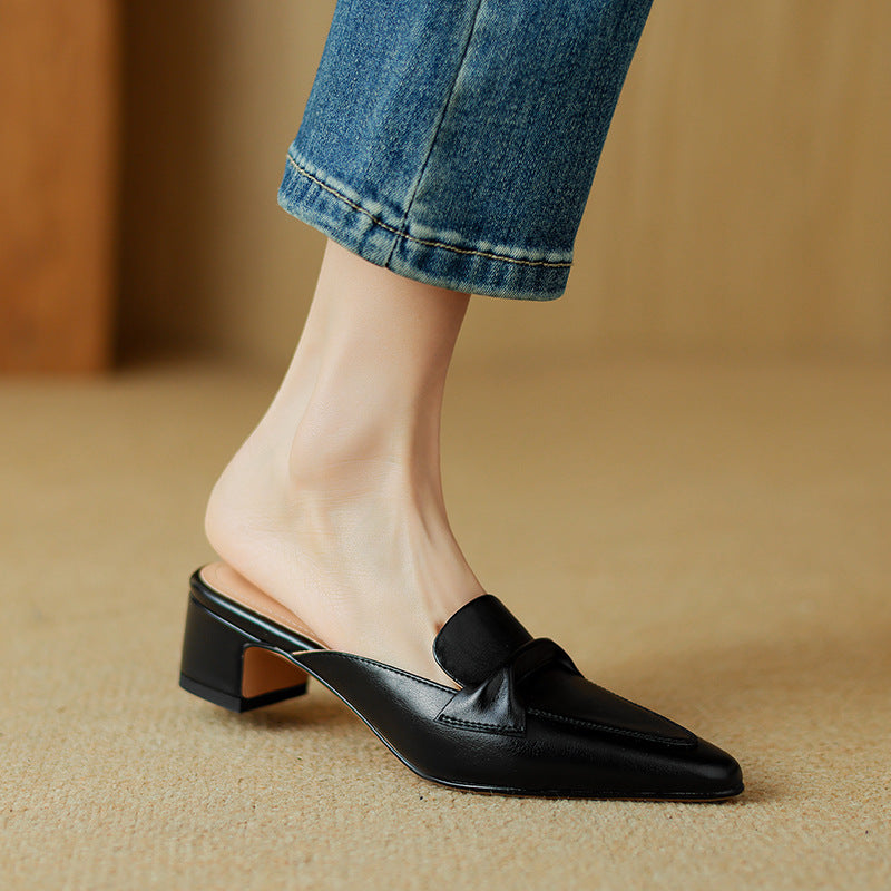 Marloe | Mules de cuero con punta afilada
