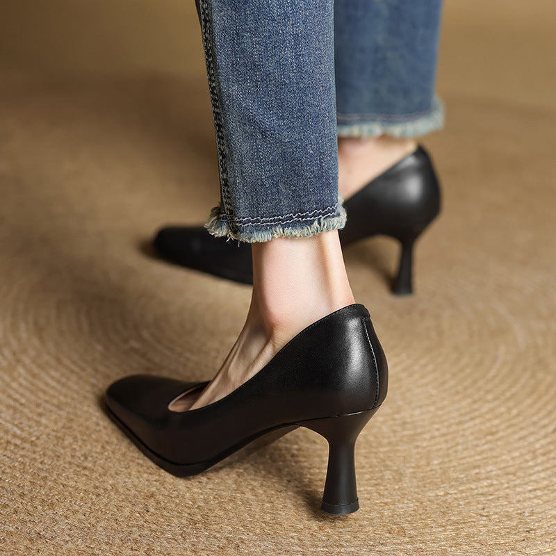 Elviera | Zapatos de salón cuadrados de cuero