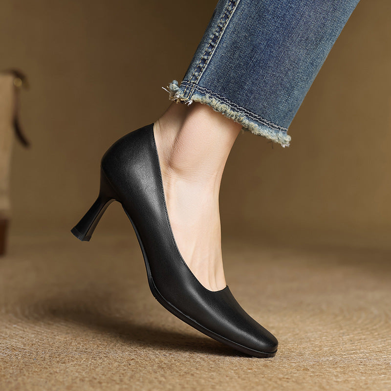 Elviera | Zapatos de salón cuadrados de cuero