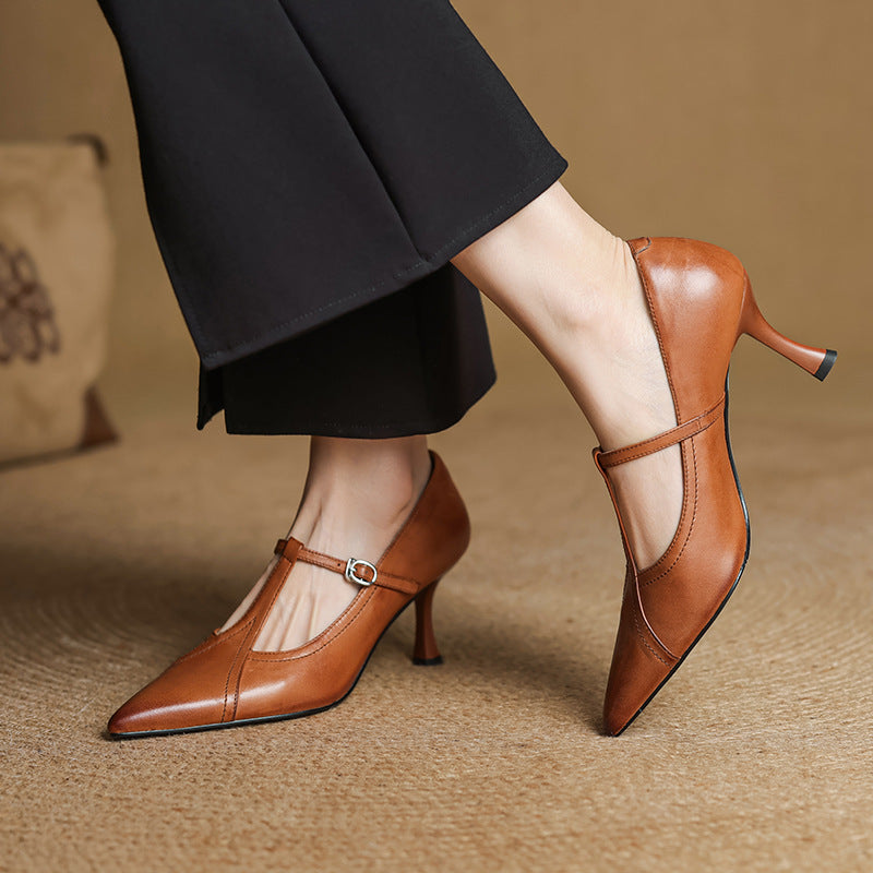 Aveline | Zapatos de salón con tiras en T de cuero