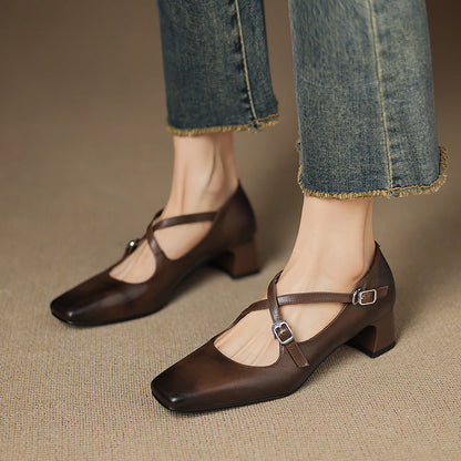Marvane | Zapatos de tacón bajo de piel