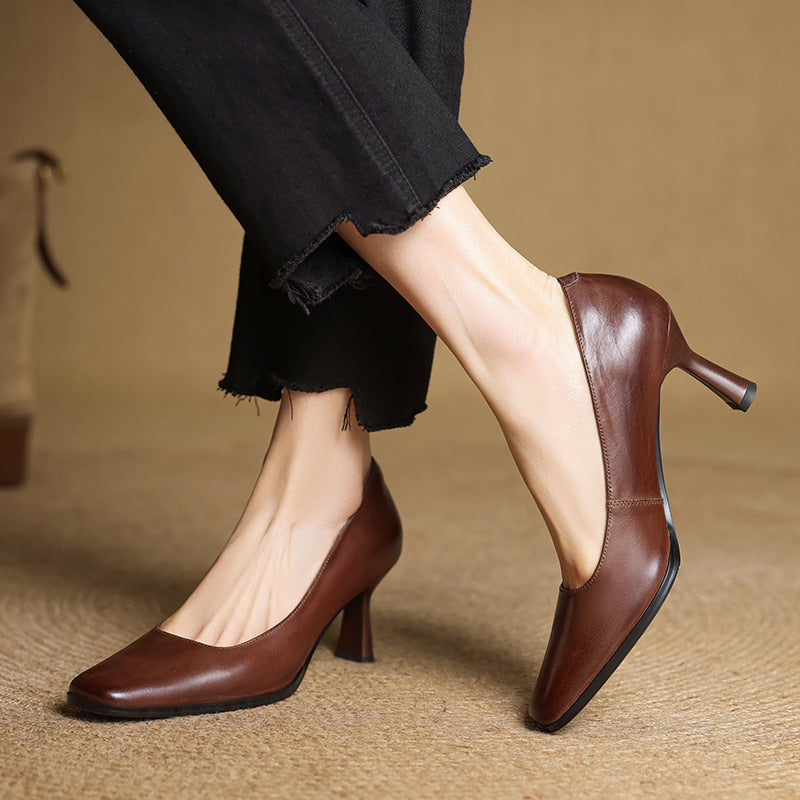 Elviera | Zapatos de salón cuadrados de cuero