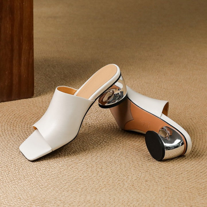 Virelle Curve | Mules de cuero con tacón