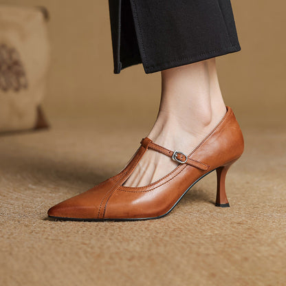 Aveline | Zapatos de salón con tiras en T de cuero