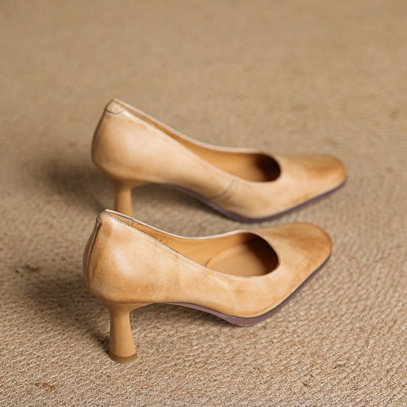 Elviera | Zapatos de salón cuadrados de cuero