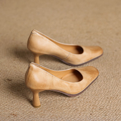 Elviera | Zapatos de salón cuadrados de cuero
