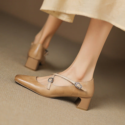 Marvane | Zapatos de tacón bajo de piel