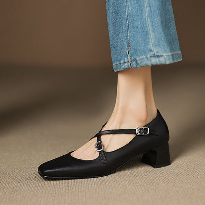 Marvane | Zapatos de tacón bajo de piel