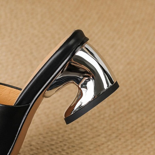 Virelle Curve | Mules de cuero con tacón