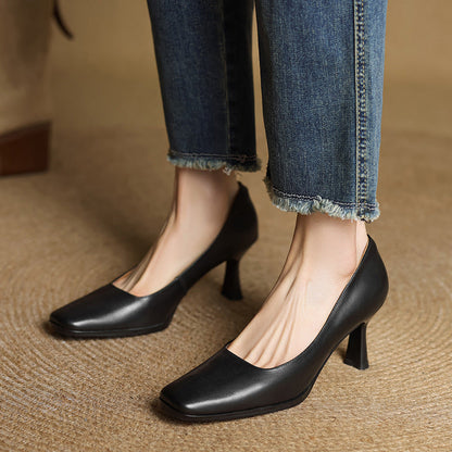 Elviera | Zapatos de salón cuadrados de cuero