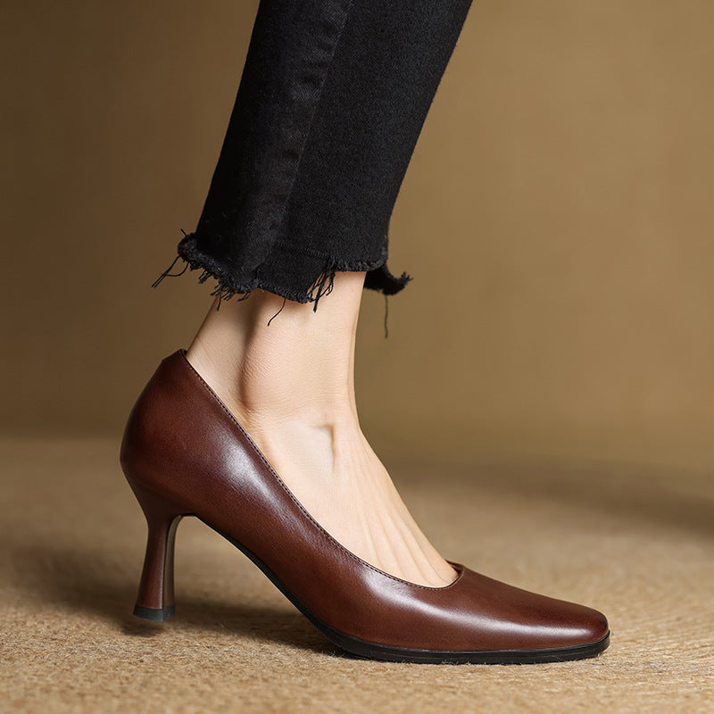 Elviera | Zapatos de salón cuadrados de cuero