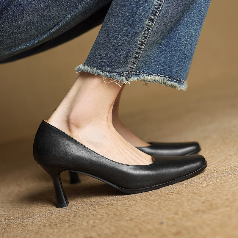 Elviera | Zapatos de salón cuadrados de cuero