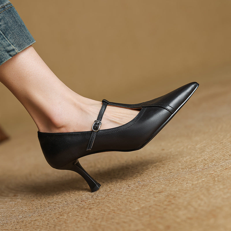 Aveline | Zapatos de salón con tiras en T de cuero