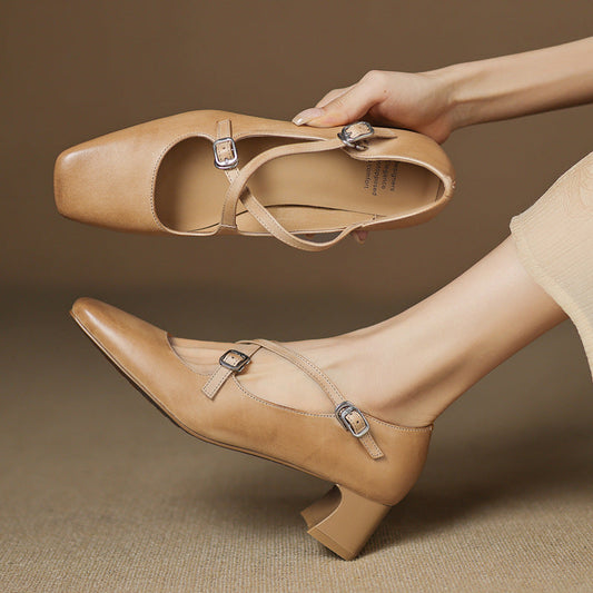Marvane | Zapatos de tacón bajo de piel