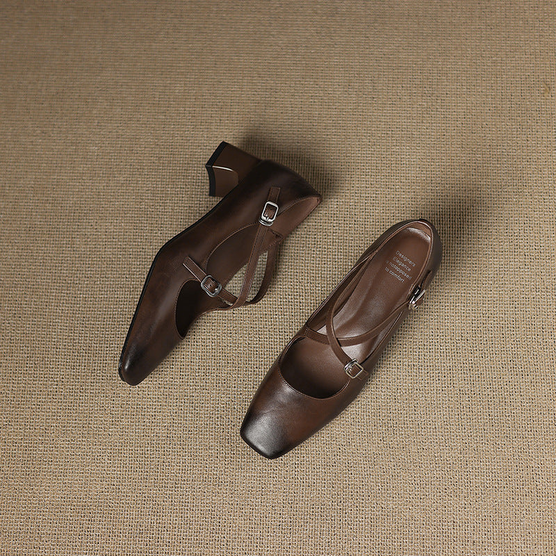 Marvane | Zapatos de tacón bajo de piel