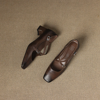 Marvane | Zapatos de tacón bajo de piel