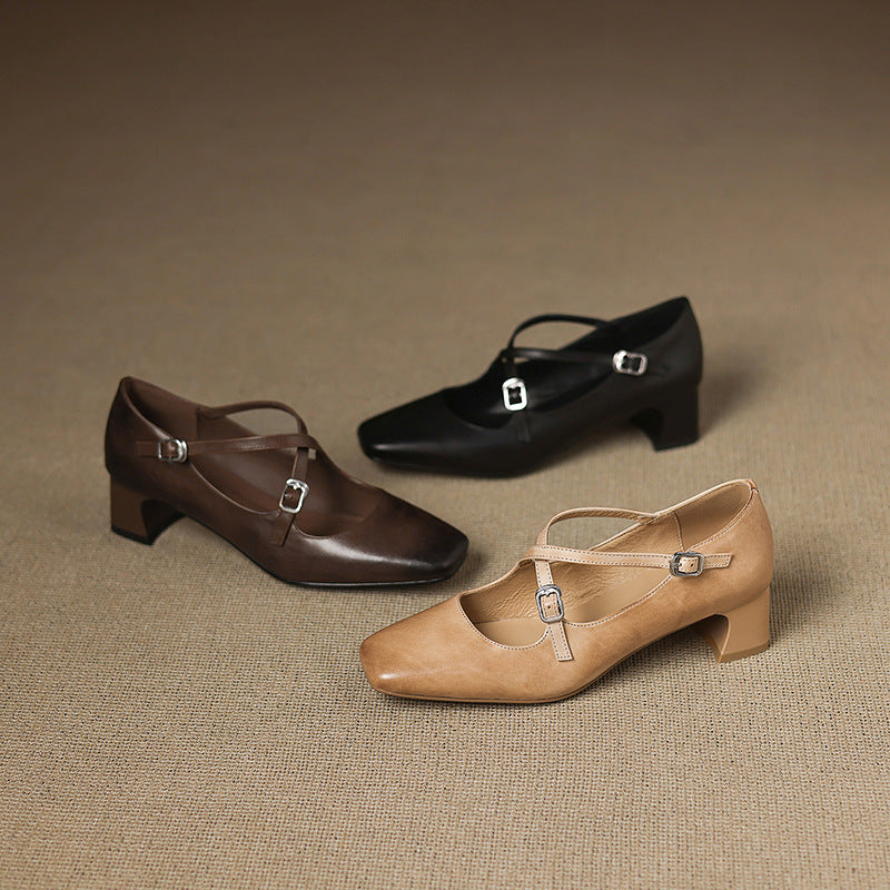 Marvane | Zapatos de tacón bajo de piel