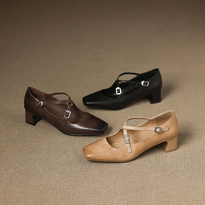 Marvane | Zapatos de tacón bajo de piel