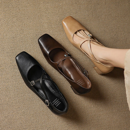 Marvane | Zapatos de tacón bajo de piel