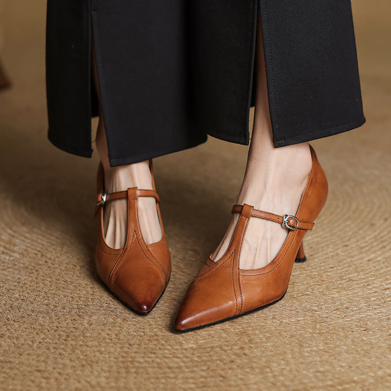 Aveline | Zapatos de salón con tiras en T de cuero