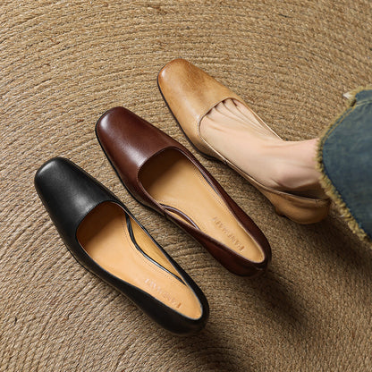 Elviera | Zapatos de salón cuadrados de cuero