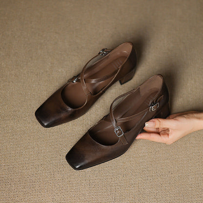 Marvane | Zapatos de tacón bajo de piel