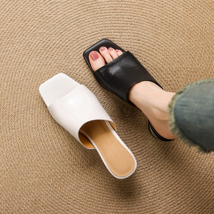 Virelle Curve | Mules de cuero con tacón