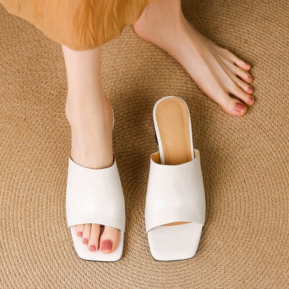 Virelle Curve | Mules de cuero con tacón