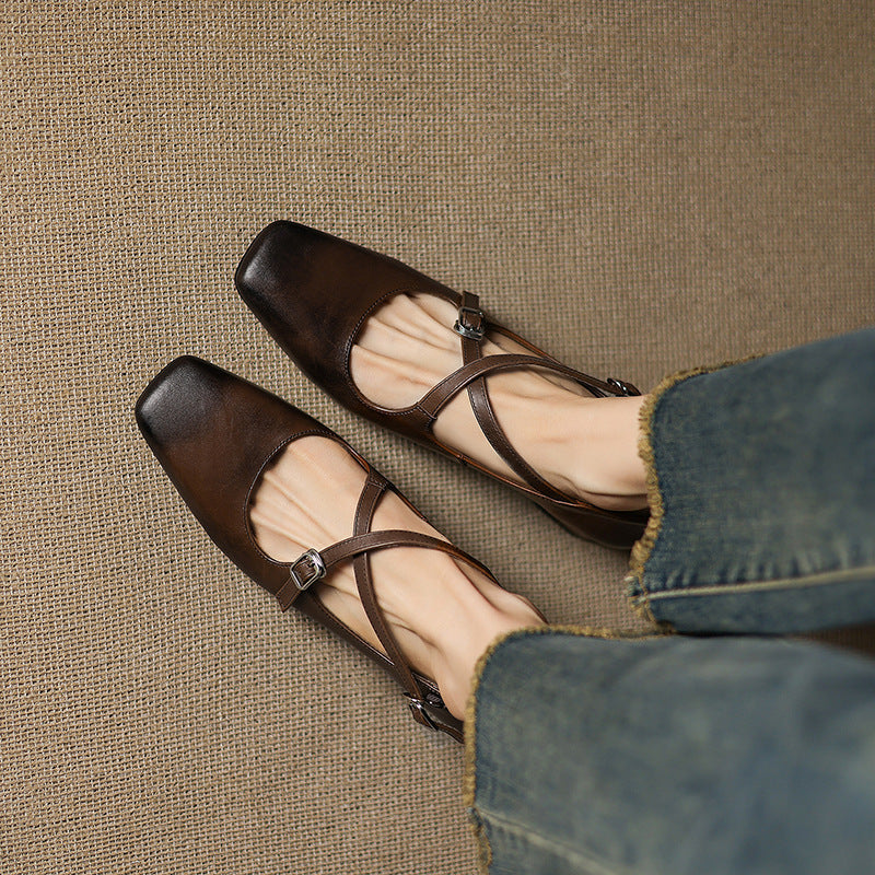 Marvane | Zapatos de tacón bajo de piel