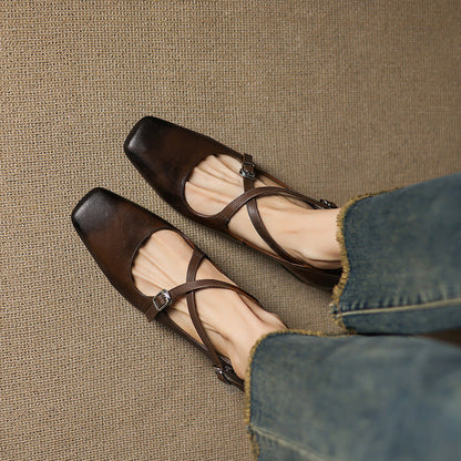 Marvane | Zapatos de tacón bajo de piel